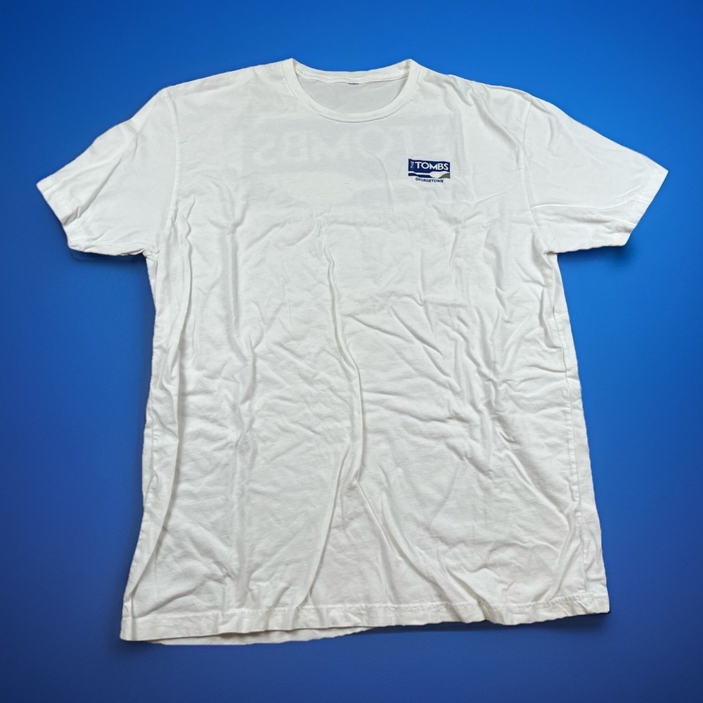 Vintage 90s The Tombs Georgetown T-Shirt Tee Large White Graphic Double Sided